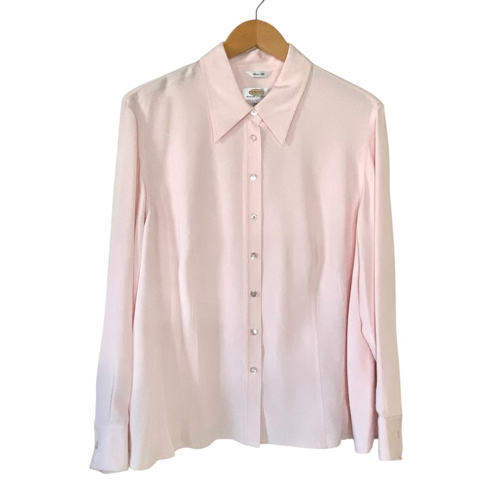 Talbots 100% Silk Button Up Blouse NWT Light Blush Pink Soft Feminine Sz 20 WP